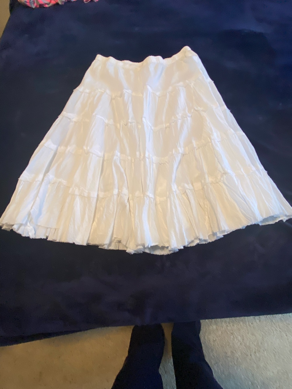 Solitaire White Tiered Midi Skirt - Womens size Large Orange
